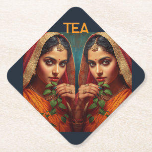Sultry Indian Lady tea picker Paper Coaster