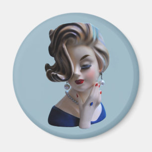 Sultry Lady Diva with Manicure Head Vase Magnet