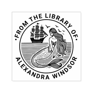 Sultry Mermaid Siren, Ship Library Book Name Self-inking Stamp