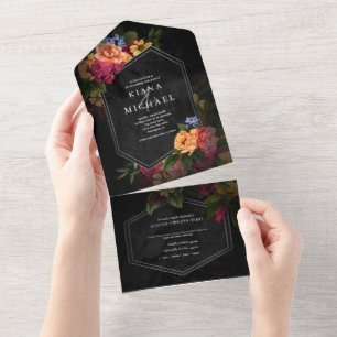 Sultry Nights Floral Wedding ID829 All In One Invitation