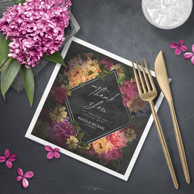 Sultry Nights Floral Wedding Thank You ID829 Napkin (Creator Uploaded)
