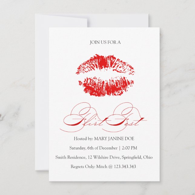 Sultry Red Single Valentine's Day Party Invitation (Front)