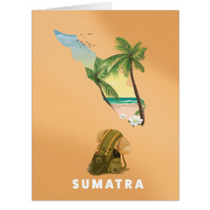 Sumatra illustrated map travel poster