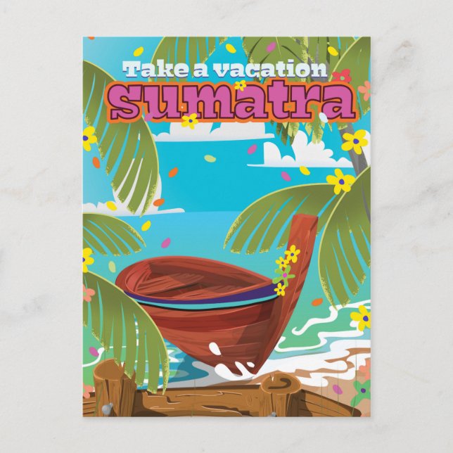 Sumatra Indonesia travel poster Postcard (Front)