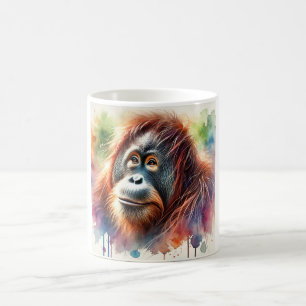 Sumatran orangutan 080824AREF129 - Watercolor Coffee Mug