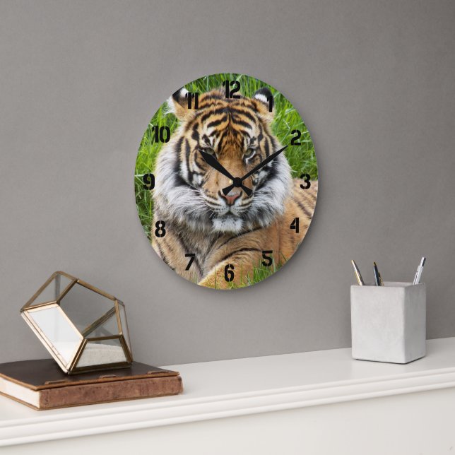 Sumatran Tiger Wildlife Photo Large Clock (Office)
