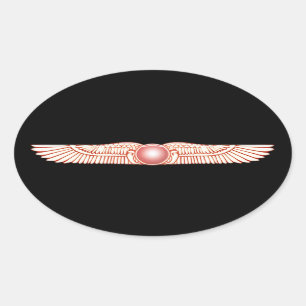 Sumerian Anunnaki Winged Sun Disc Oval Sticker