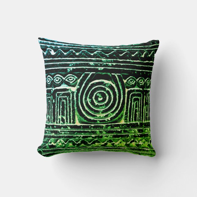 Sumerian Mesopotamian Pattern Green Filter  Cushion (Front)