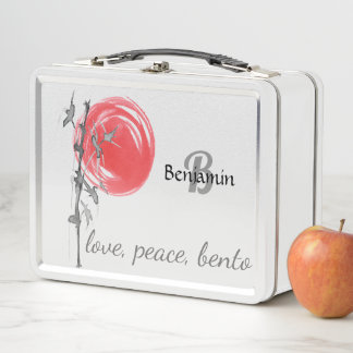 Sumi-e Bamboo With Red Sun Metal Lunch Box