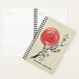 Sumi-e Cherryblossom Red Sun Personalised Planner