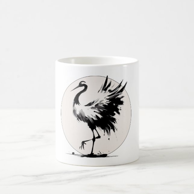Sumi-e Crane Mug (Center)