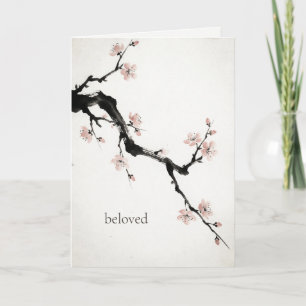 Sumi-E Ink Cherry Blossom Soft Valentine Holiday Card