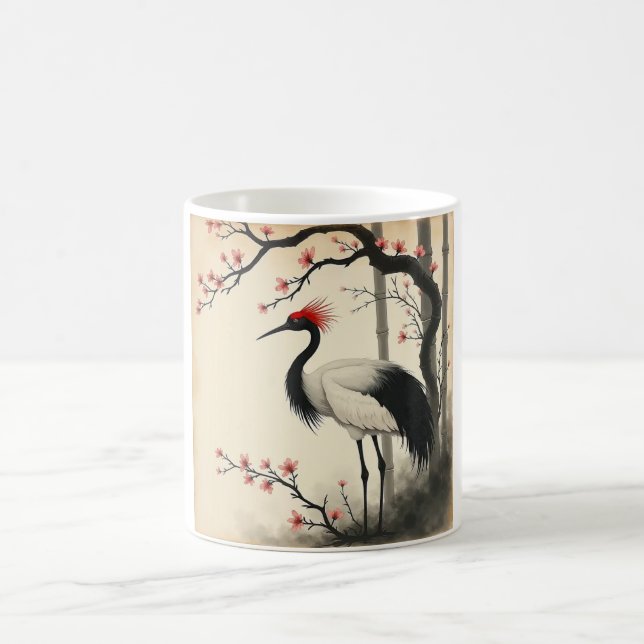 Sumi-E Red-Crowned Crane Mug (Center)