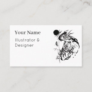 Sumi-e Tiger in Bamboo Forest - Japanese Ink Art Business Card