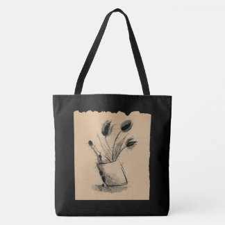 Sumi-e_tulips and wine tote bag