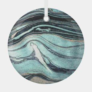 Suminagashi, Japanese Marbling Art. Glass Tree Decoration