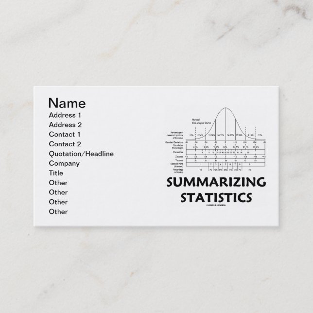 Summarising Statistics (Bell Curve Distribution) Business Card (Front)