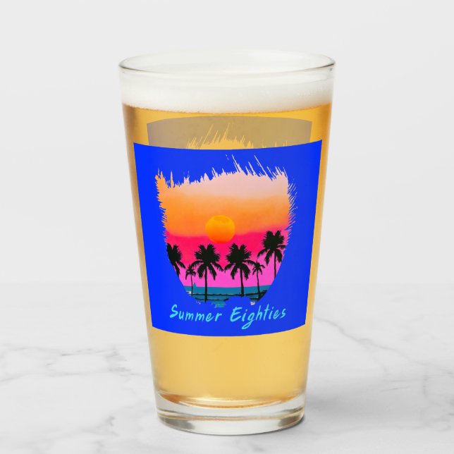 Summer 1980s Beach Retro Vibe Glass (Back Filled)