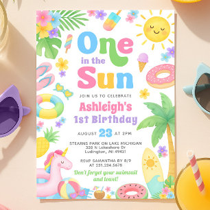 Summer 1st Birthday Invitation - One in the Sun