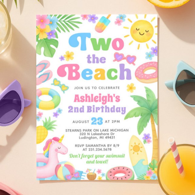 Summer 2nd Birthday Invitation - Two the Beach (Summer 2nd Birthday Invitation - Two the Beach)