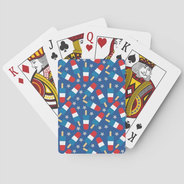 Summer 4th of July Patriotic Popsicles Playing Cards (Back)