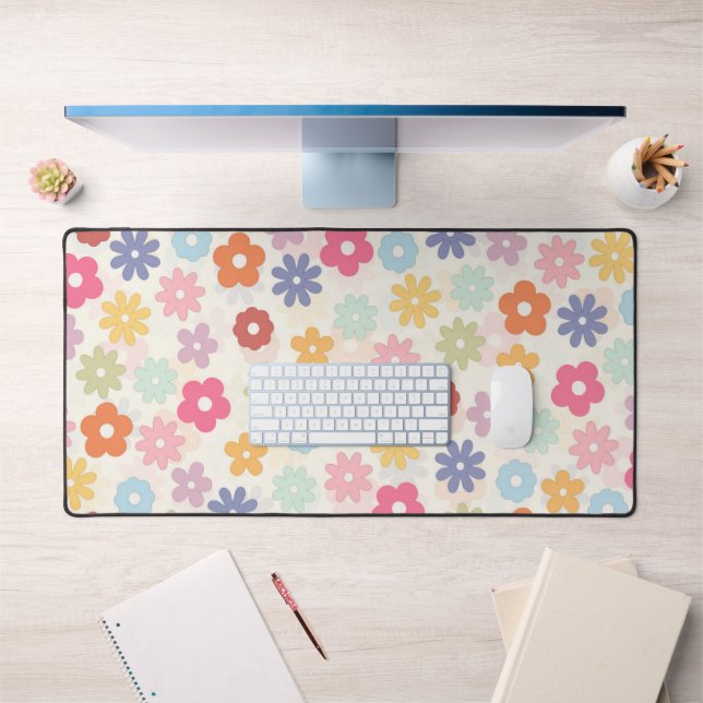 Summer 70’s Boho Retro Daisy Flowers Desk Mat (Office 1)