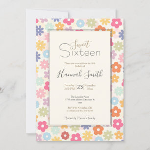 Summer 70’s Boho Retro Daisy Flowers Invitation