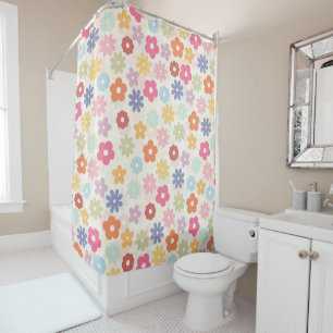 Summer 70’s Boho Retro Daisy Flowers Shower Curtain