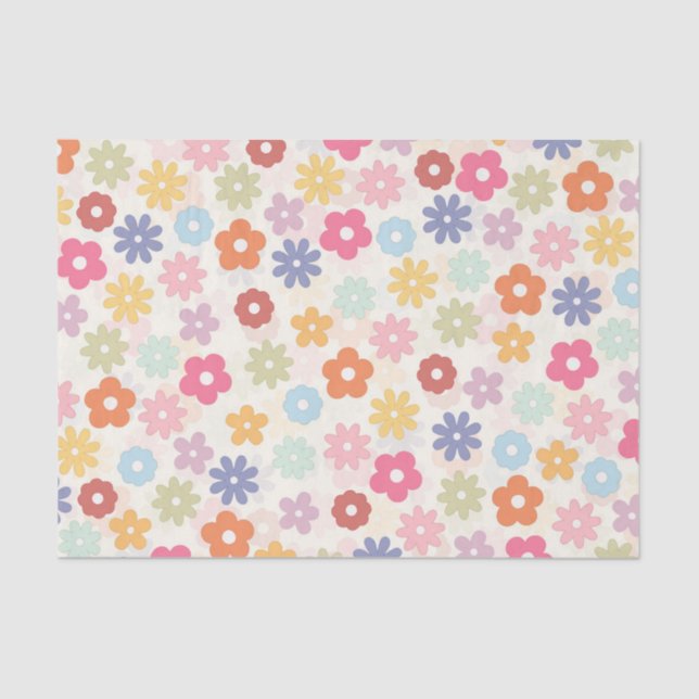 Summer 70’s Boho Retro Daisy Flowers Tissue Paper (Front)