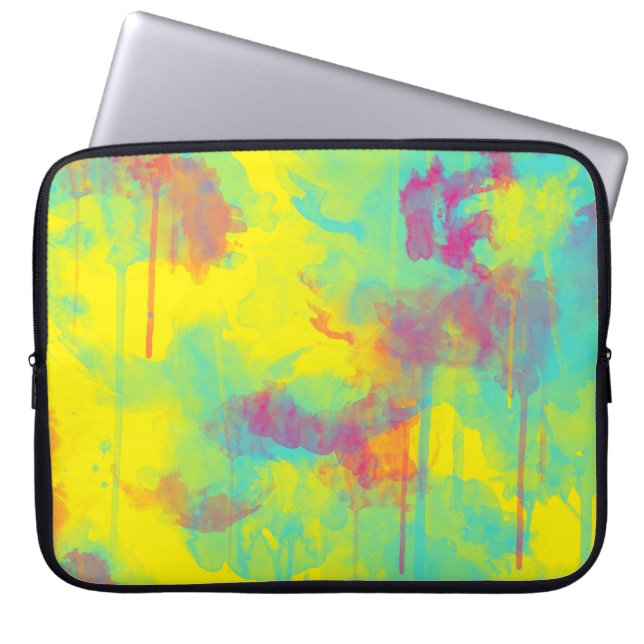 Summer abstract Colourful fun Watercolor splatters Laptop Sleeve (Front)