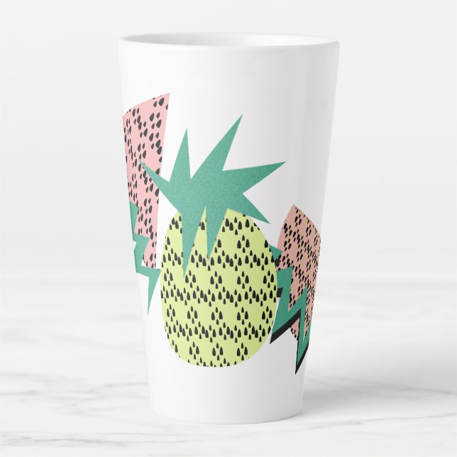 Summer Abstract Fruits Watermelon & Neon Pineapple Latte Mug (Front)
