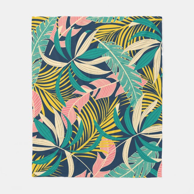 Summer abstract seamless pattern with colorful tro fleece blanket (Front)