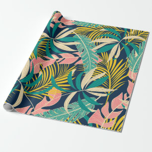 Summer abstract seamless pattern with colorful tro wrapping paper