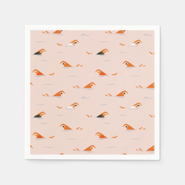 Summer Abstract Swimming Lanes Pool  Napkin (Front)