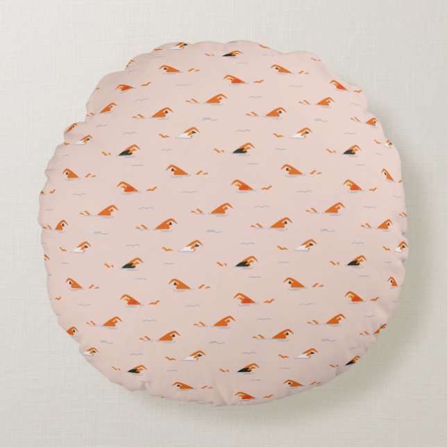 Summer Abstract Swimming Lanes Pool  Round Cushion (Front)