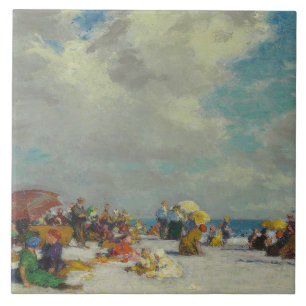 Summer Afternoon on the Beach (by E.H. Potthast) Ceramic Tile