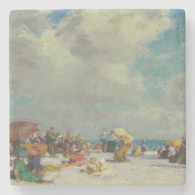 Summer Afternoon on the Beach (by E.H. Potthast) Stone Coaster (Front)