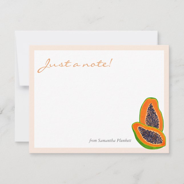 Summer and Tropical Papaya Fruit Note Thank You Card (Front)