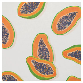 Summer and Tropical Papaya Fruits Pattern Fabric