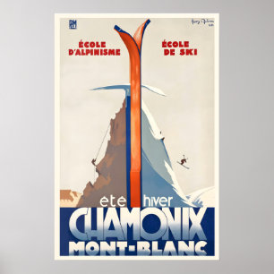 Summer and Winter Sport Chamonix Mont Blanc France Poster