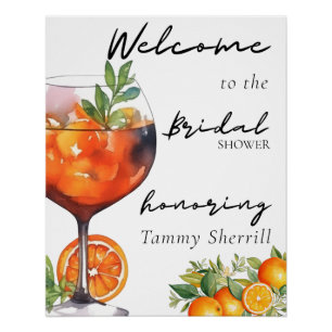 Summer Aperol Spritz Orange Modern Bridal Shower  Poster