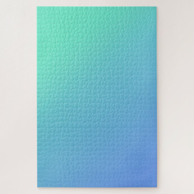 Summer Aqua - Simple Blue to Light Teal Gradient Jigsaw Puzzle (Vertical)