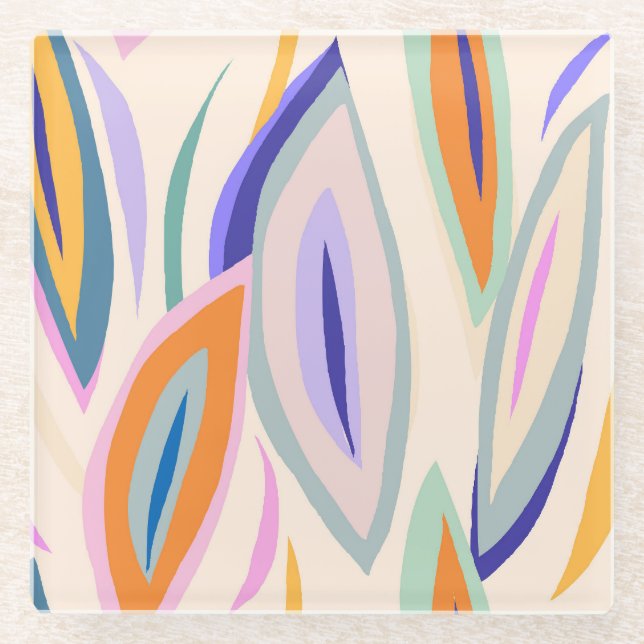 Summer Art: Creative Collage Pattern Glass Coaster (Front)