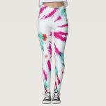 Summer Artsy Girly Neon Teal Pink Tie Dye Pattern Leggings<br><div class="desc">This modern and artsy bohemian pattern is perfect for the summer months. It features a neon pink, purple, teal green, and orange abstract tie-dye pattern on a simple white background. It's cool, unique, and fashionably trendy. ***IMPORTANT DESIGN NOTE: For any custom design request such as matching product requests, colour changes,...</div>