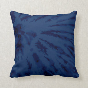 Summer Artsy Navy Blue Tie Dye Swirl Cushion