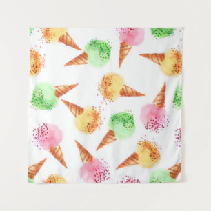 Summer assorted ice dessert colour watercolor draw tapestry