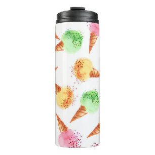 Summer assorted ice dessert colour watercolor draw thermal tumbler