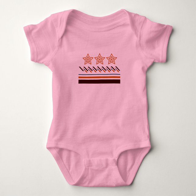 Summer Baby Three -Star Stripes Bodysuit (Front)