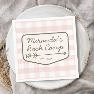 Summer Bach Camp Gingham Pink & Green Bachelorette Napkin