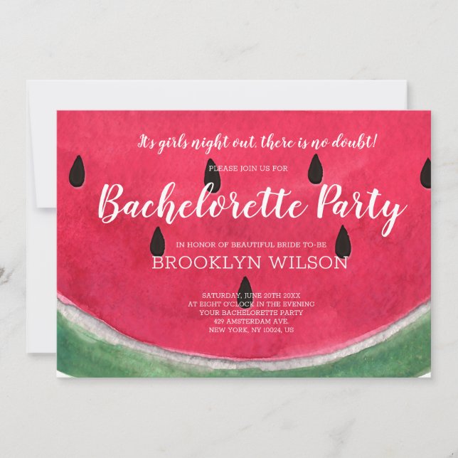 Summer Bachelorette Party Invitations Watermelon (Front)